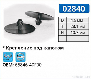 02840 клипса автомобильная INFINITI/NISSAN