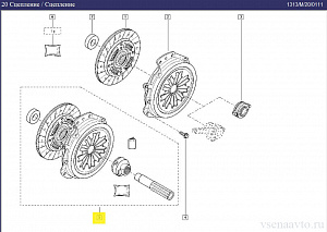 Сцепление в сборе 6001548020/7711134823 Renault Logan 1,6