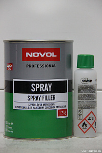 Шпатлёвка жидкая SPRAY FILLER 1,2кг + отвердитель
