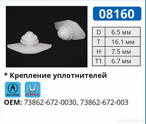 08160 клипса автомобильная ACURA/HONDA