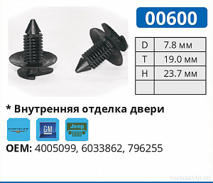 00600 клипса автомобильная AMC/GM/JEEP
