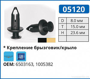 05120 БЕЖЕВАЯ клипса автомобильная GM