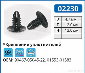 02230 клипса автомобильная LEXUS/TOYOTA