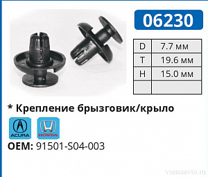 06230 клипса автомобильная ACURA/HONDA