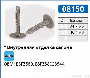 08150 клипса автомобильная FORD (черная)