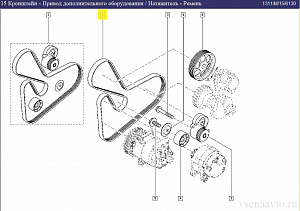Ремень генератора 117207944R Renault Duster F4R 2.0л, 16кл