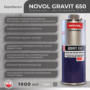 Герметик и антигравий 2 в 1 серый GRAVIT 650 1л