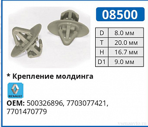08500 клипса автомобильная IVECO/RENAULT