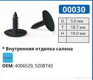 00030 клипса автомобильная AMC