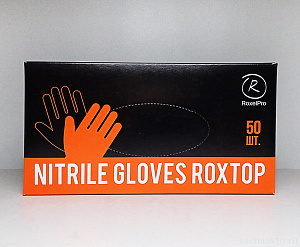 Перчатки нитриловые ROXTOP, черные/оранжевые ХL, уп.50шт.