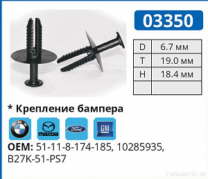 03350 клипса автомобильная BMW