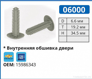 06000 клипса автомобильная CHEVROLET/GM