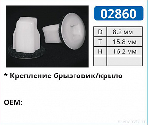 02860 клипса автомобильная NISSAN