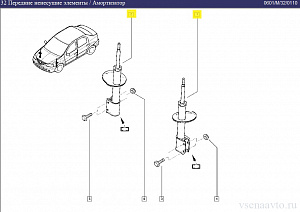 Амортизатор передний 6001550751 Renault Logan ph I