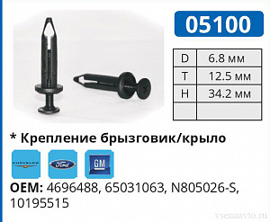 05100 клипса автомобильная FORD/GM