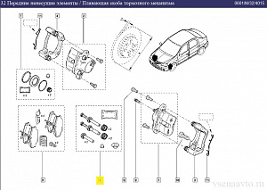 Ремкомплект переднего суппорта 7701207961 Renault Logan ph I, II