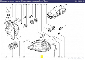 Фара передняя левая 6001546788 Renault Logan ph I