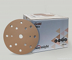 Шлифовальный круг GOLD B312T на липучке 15 отв 150мм P 100 золотистый