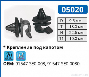 05020 клипса автомобильная ACURA/HONDA